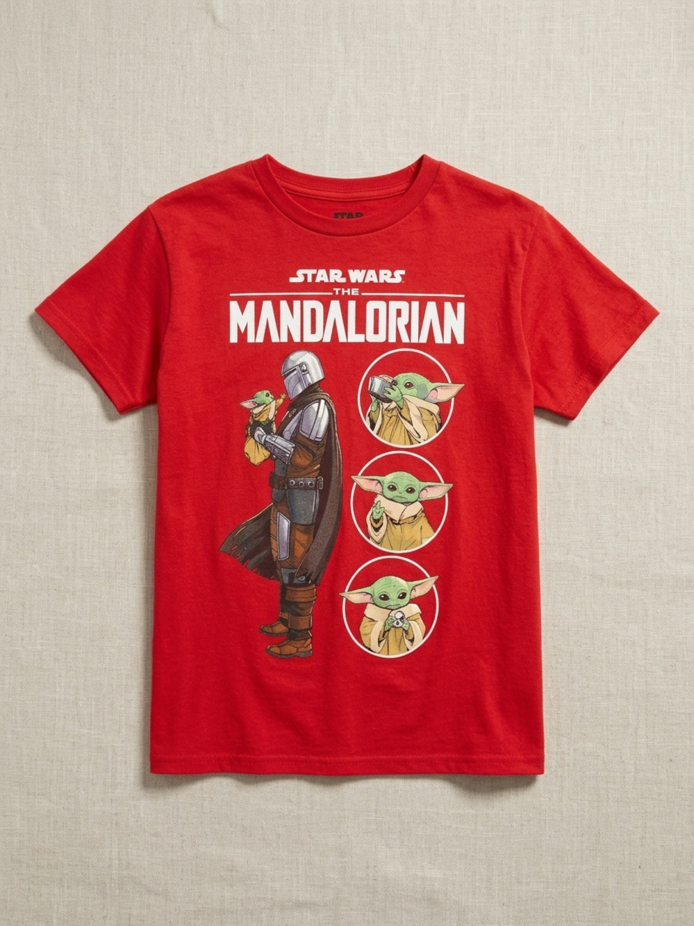 Star Wars Red Mandalorian & Grogu Kids Graphic Tee Kids Large
